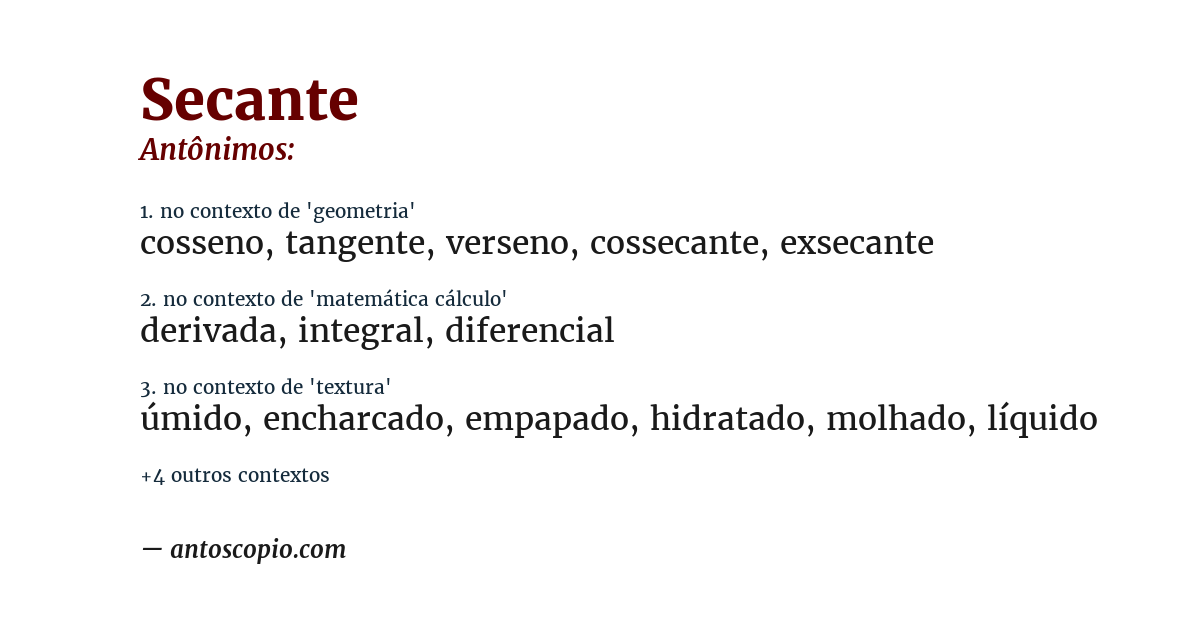Antônimo de secante