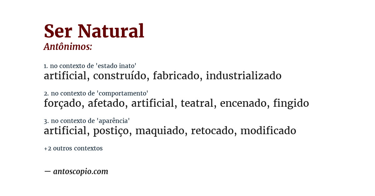 Antônimo de ser natural