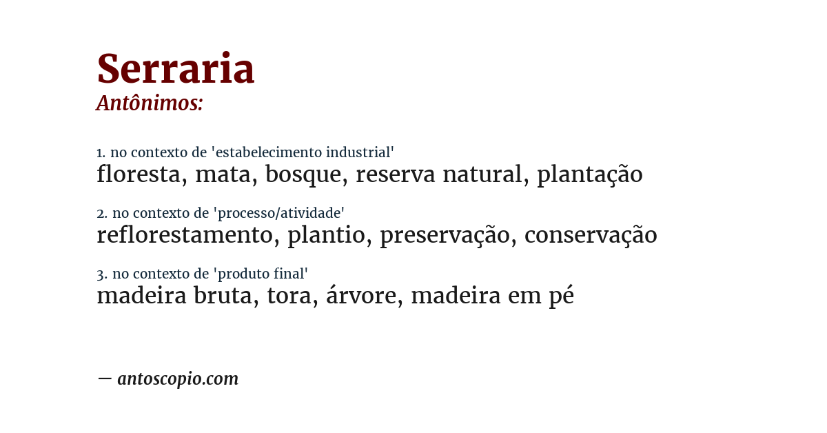 Antônimo de serraria