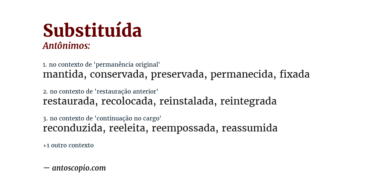 Antônimo de substituída