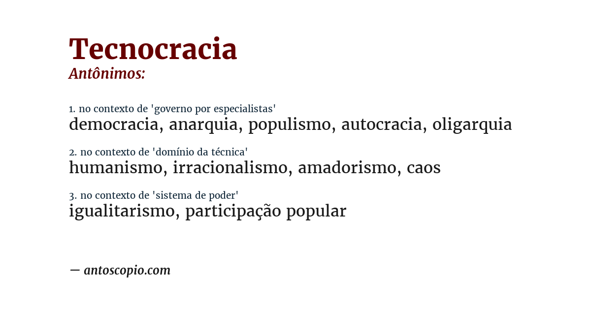 Antônimo de tecnocracia