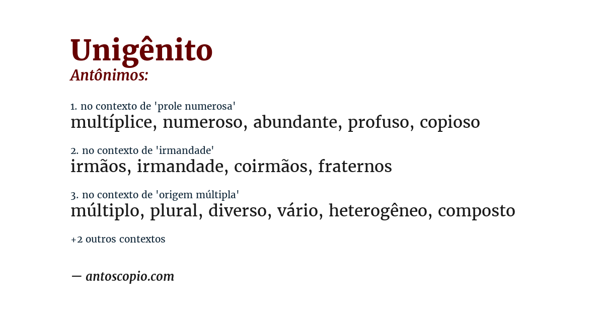 Antônimo de unigênito
