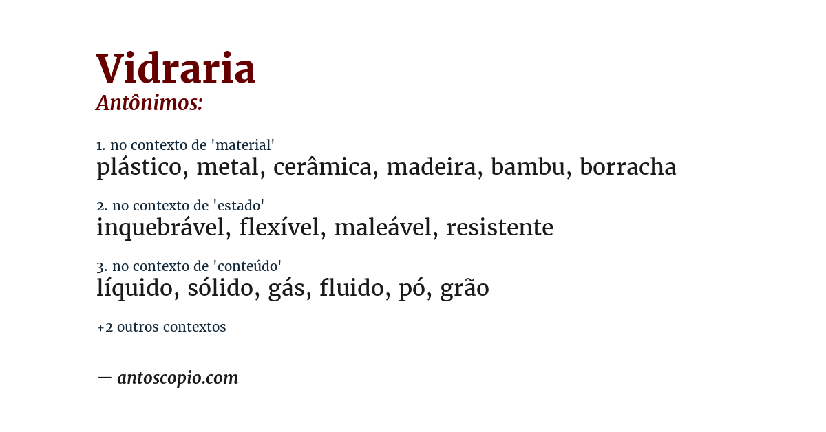 Antônimo de vidraria