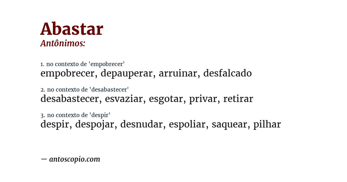 Antônimo de abastar