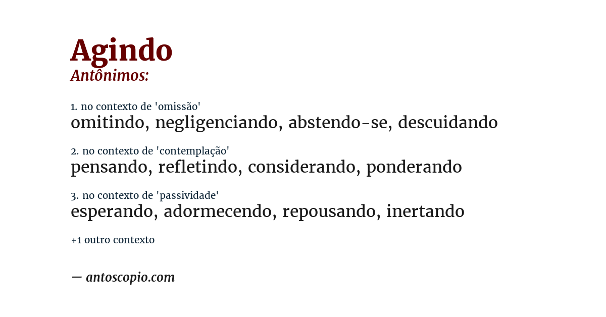 Antônimo de agindo