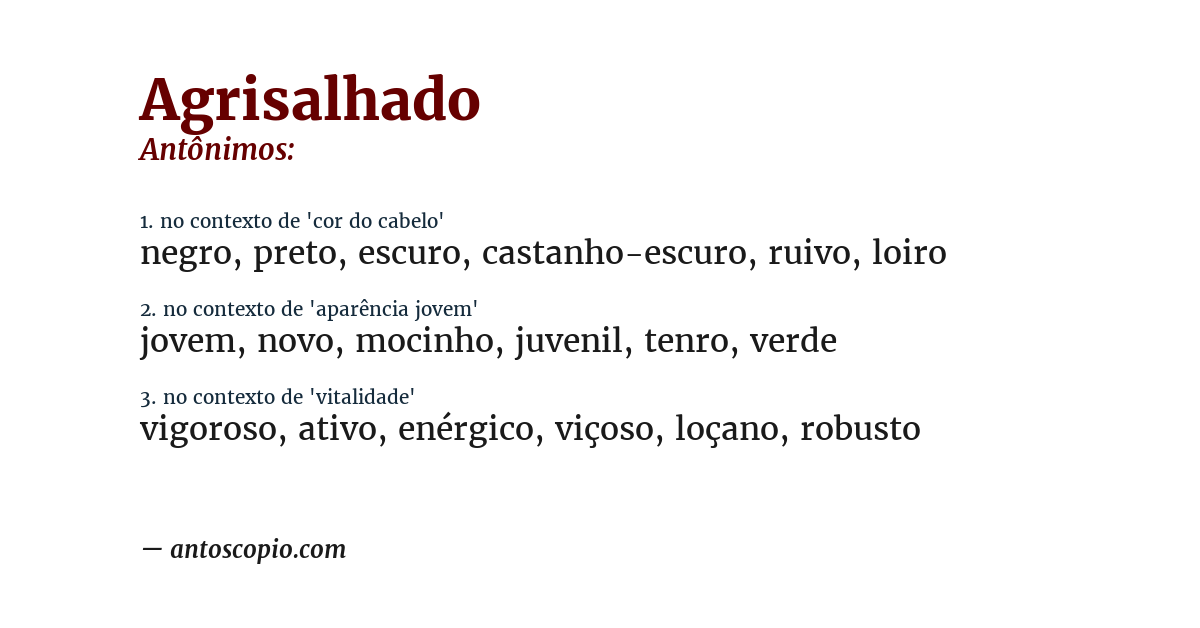 Antônimo de agrisalhado