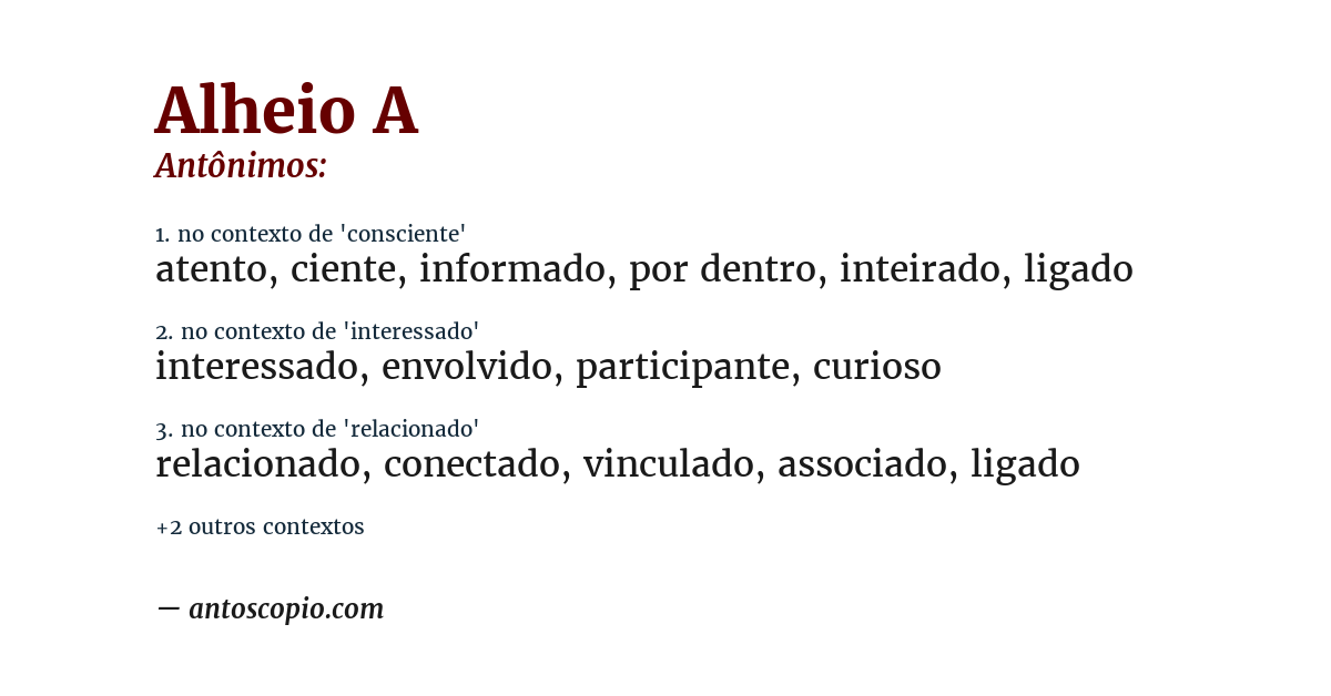 Antônimo de alheio a