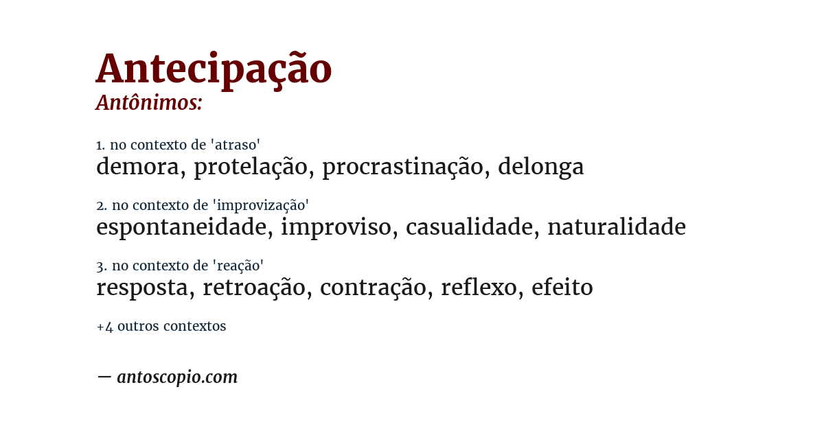 Antônimo de antecipação