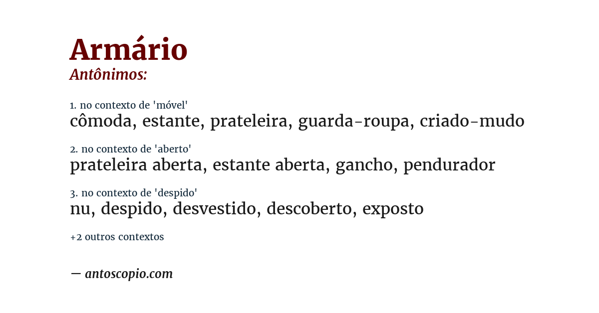 Antônimo de armário