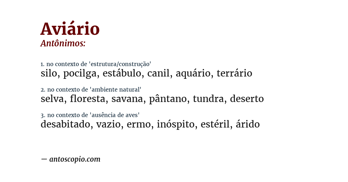 Antônimo de aviário