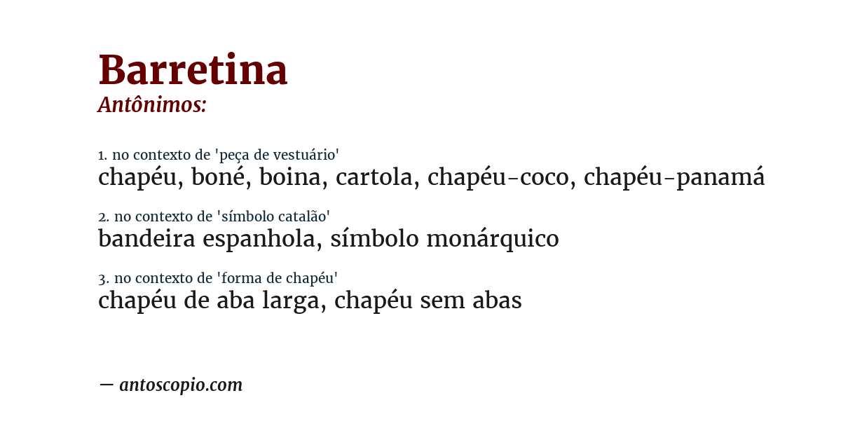 Antônimo de barretina