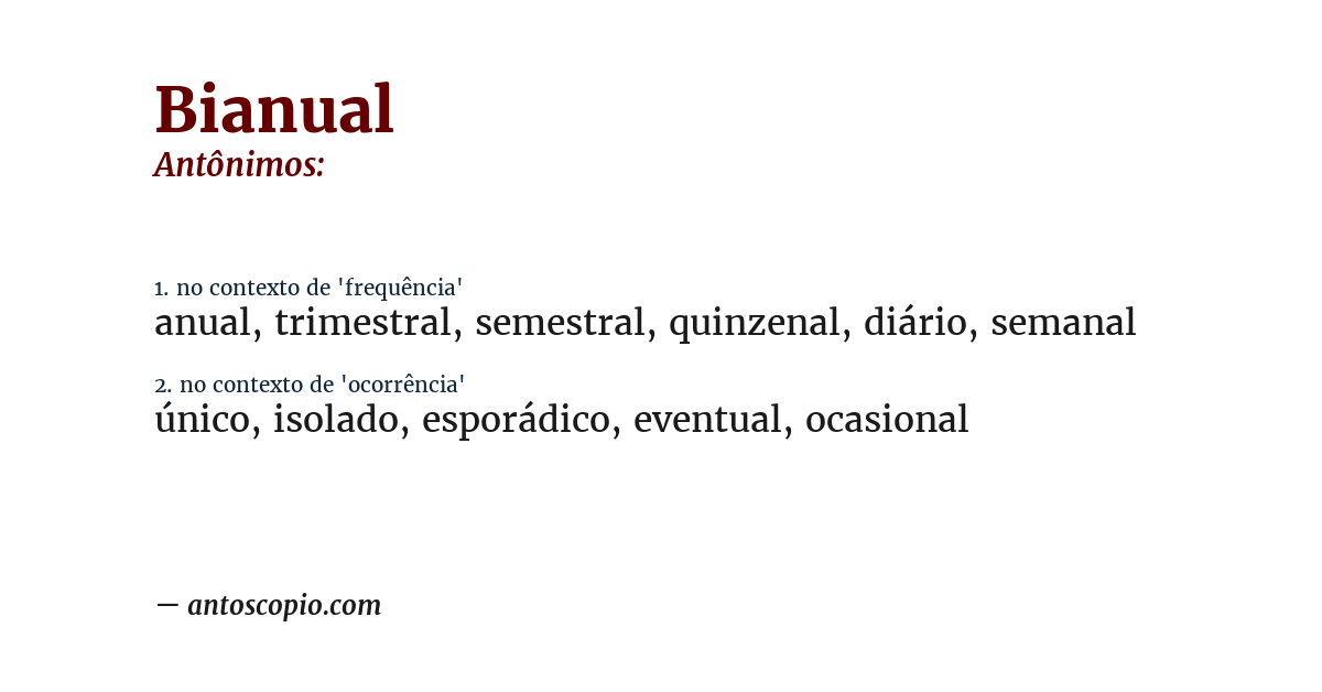 Antônimo de bianual