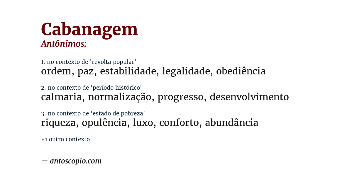 Antônimo de cabanagem