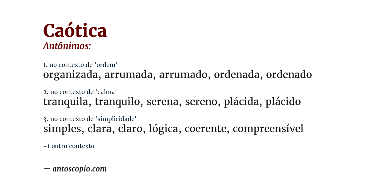 Antônimo de caótica