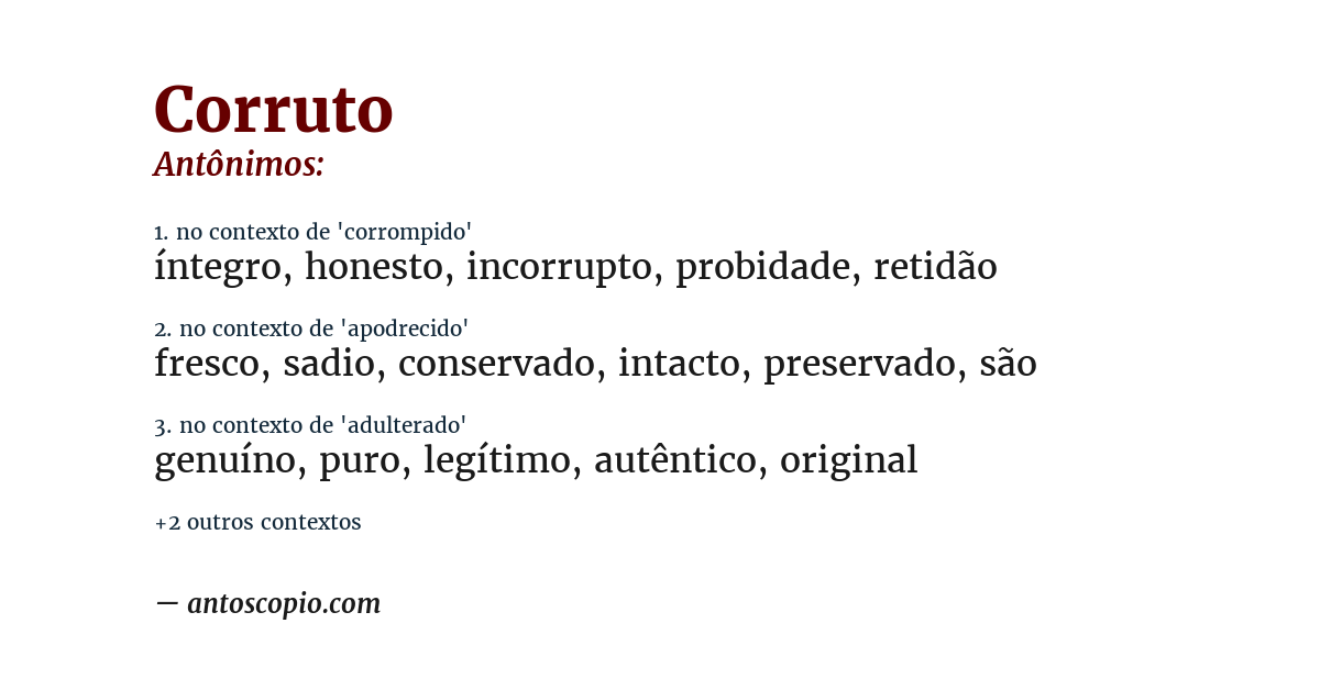 Antônimo de corruto