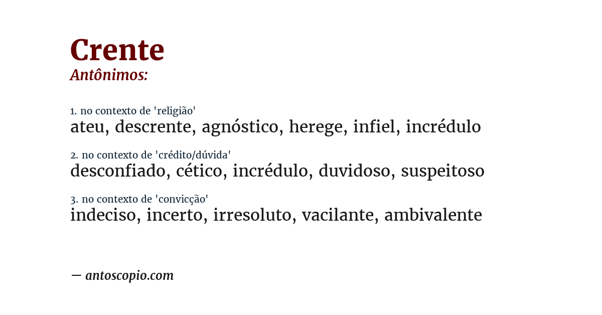Antônimo de crente