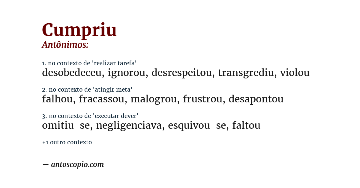 Antônimo de cumpriu