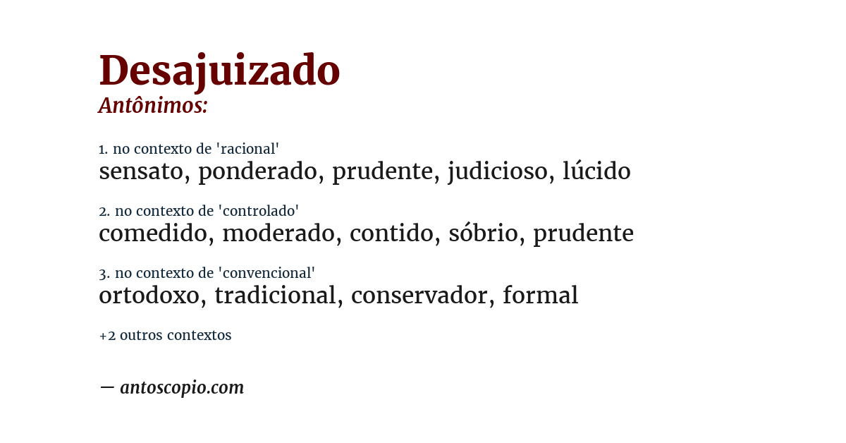 Antônimo de desajuizado