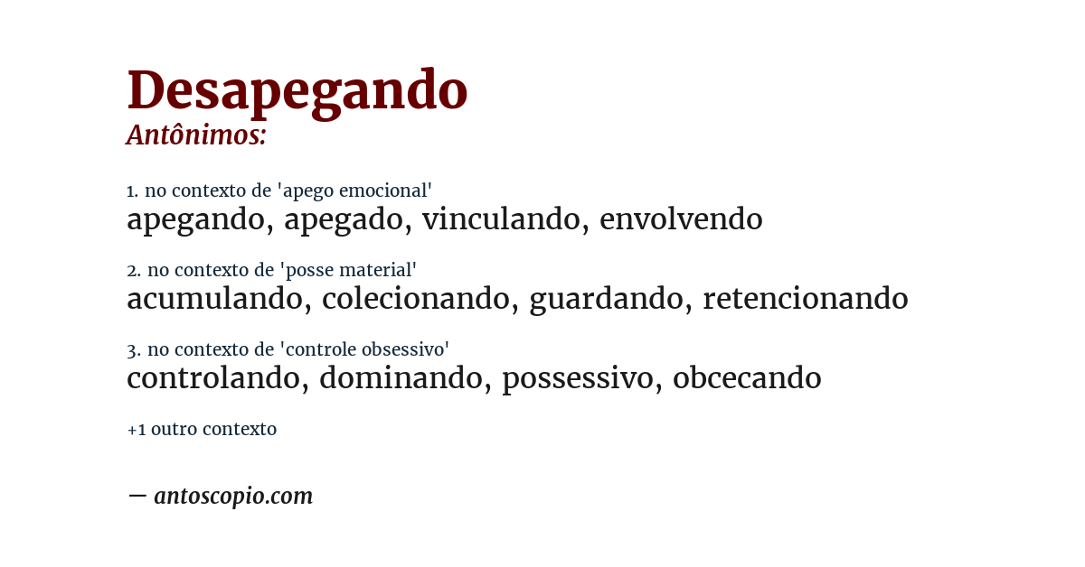 Antônimo de desapegando