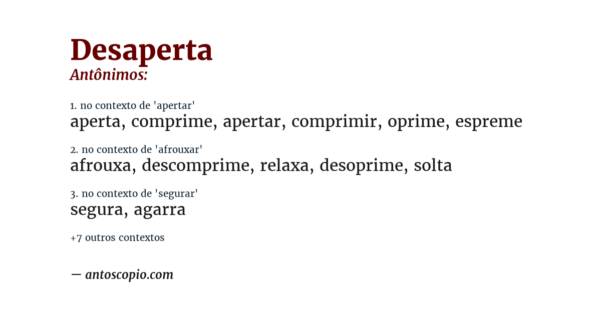Antônimo de desaperta