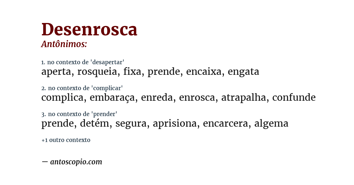 Antônimo de desenrosca