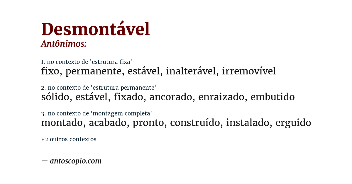 Antônimo de desmontável