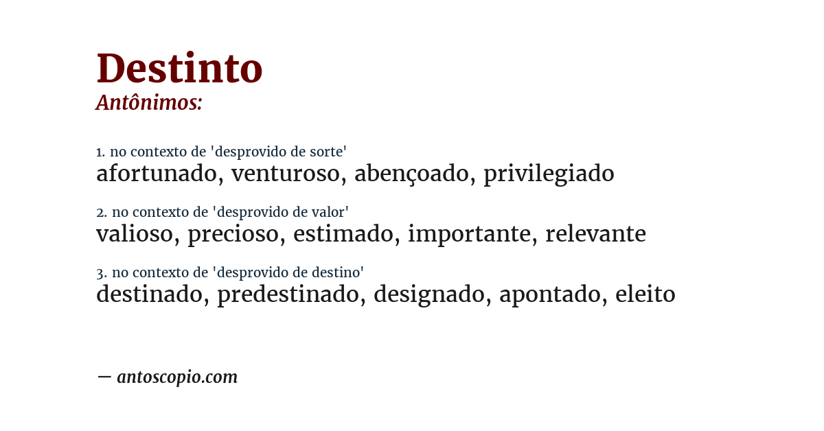 Antônimo de destinto