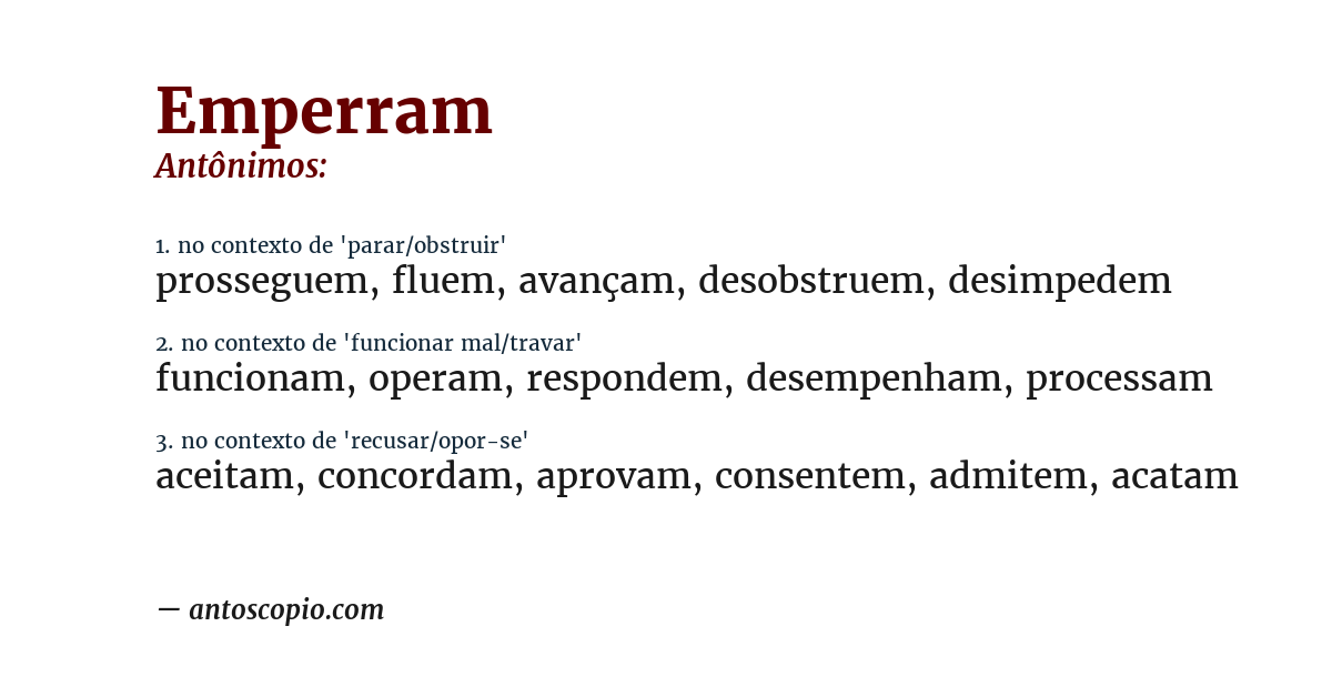 Antônimo de emperram