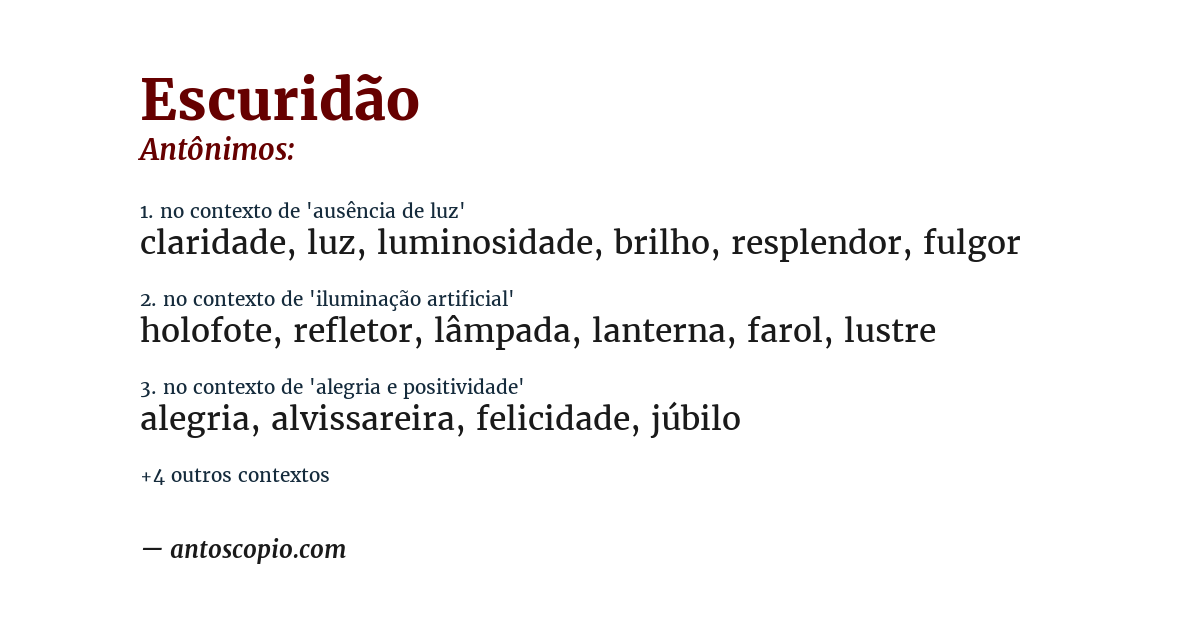 Antônimo de escuridão