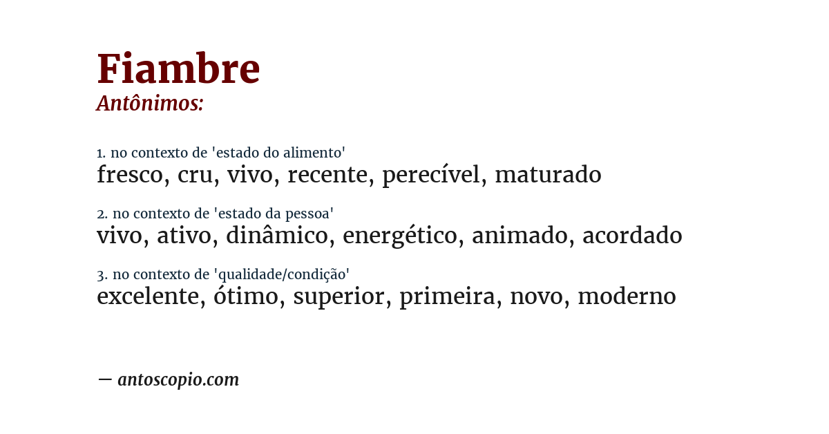 Antônimo de fiambre