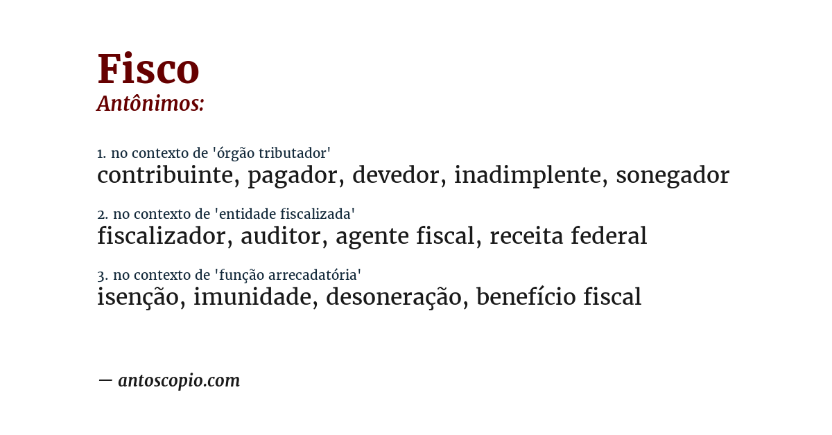 Antônimo de fisco