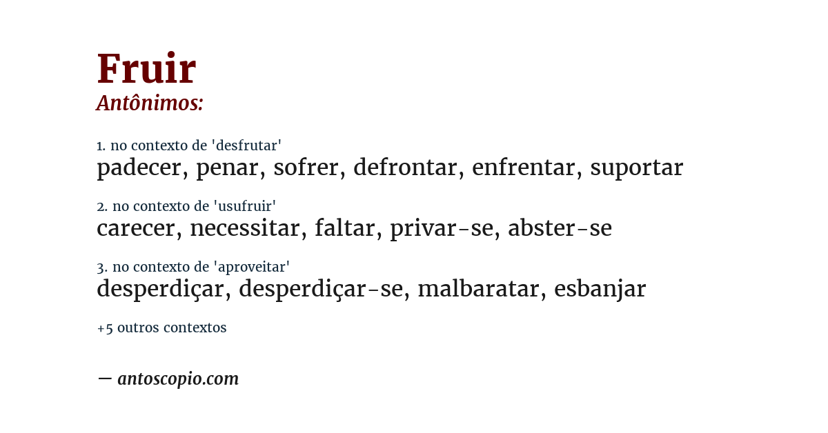 Antônimo de fruir