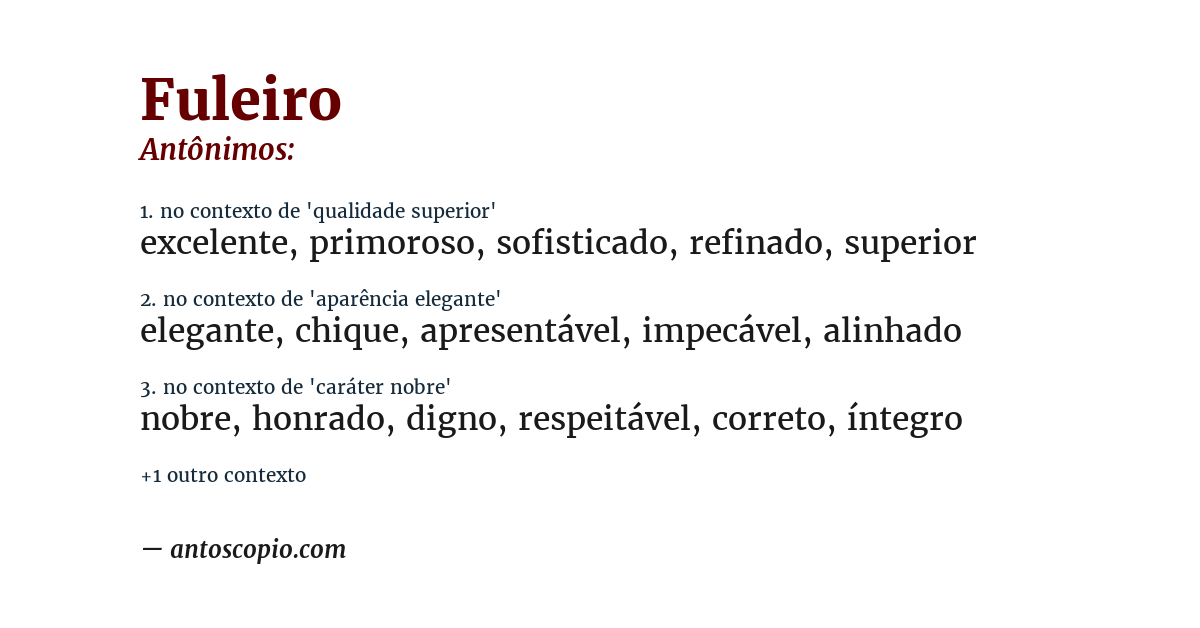 Antônimo de fuleiro