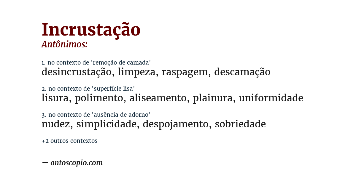 Antônimo de incrustação