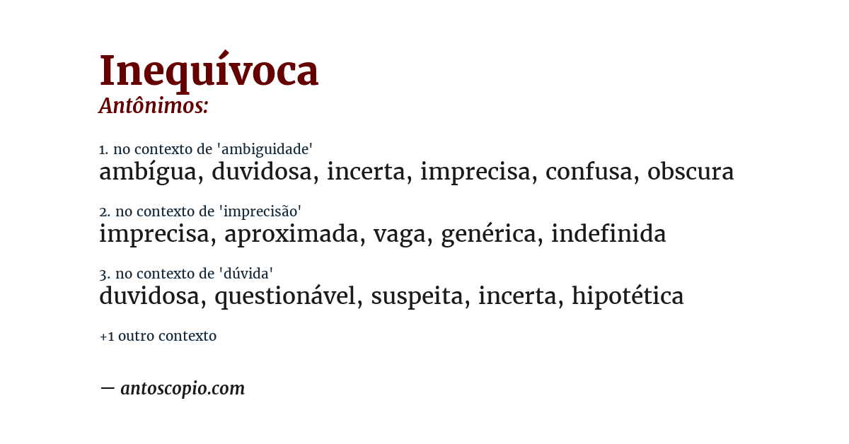 Antônimo de inequívoca