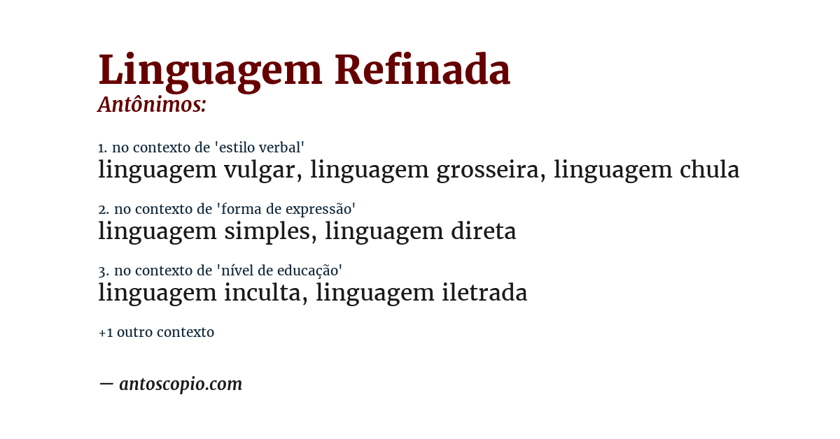 Antônimo de linguagem refinada