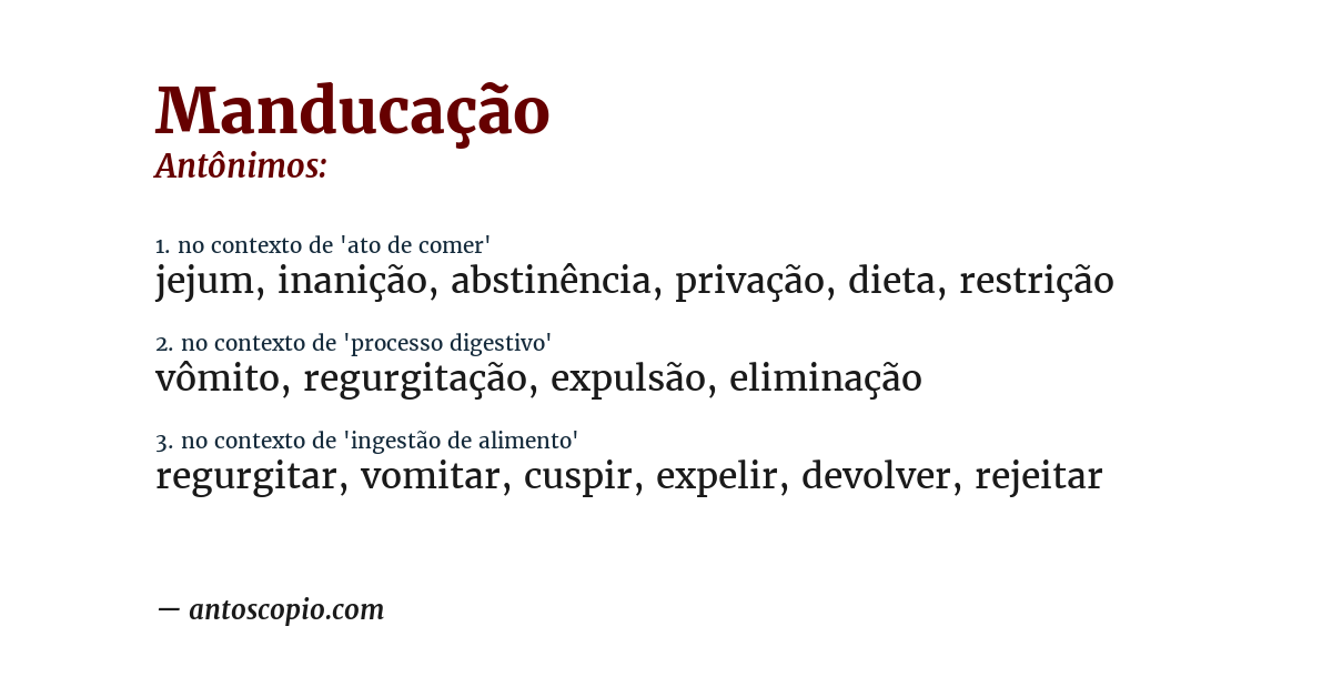 Antônimo de manducação