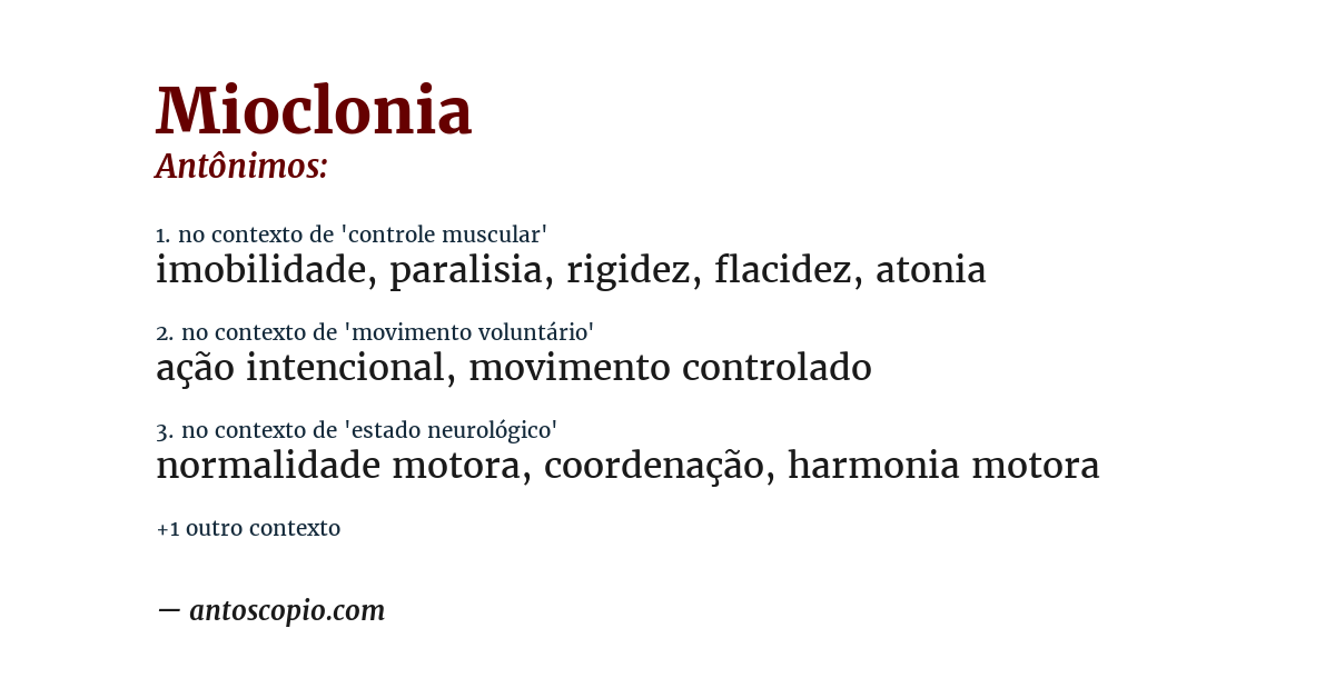 Antônimo de mioclonia