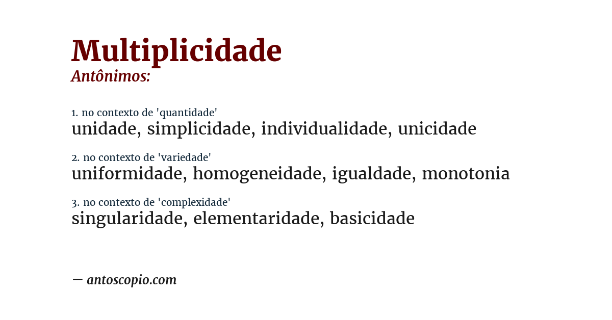 Antônimo de multiplicidade