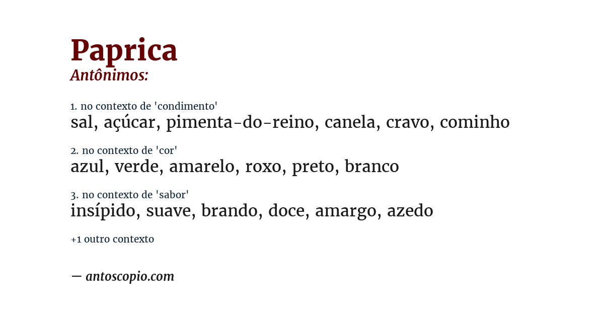 Antônimo de paprica