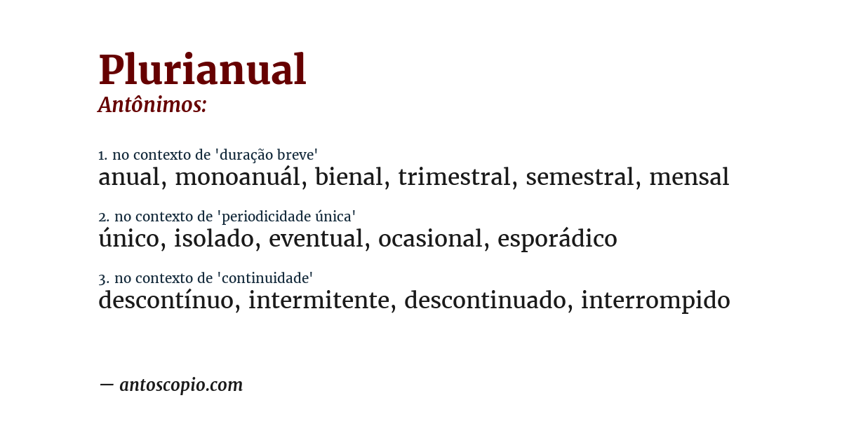 Antônimo de plurianual