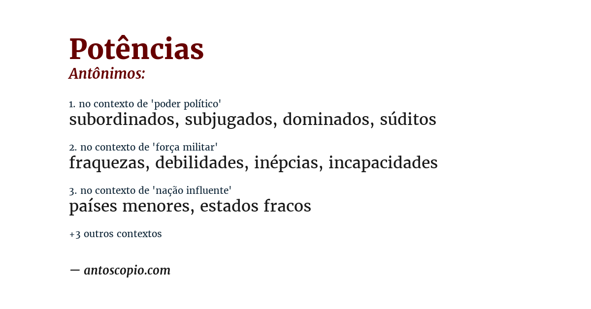 Antônimo de potências