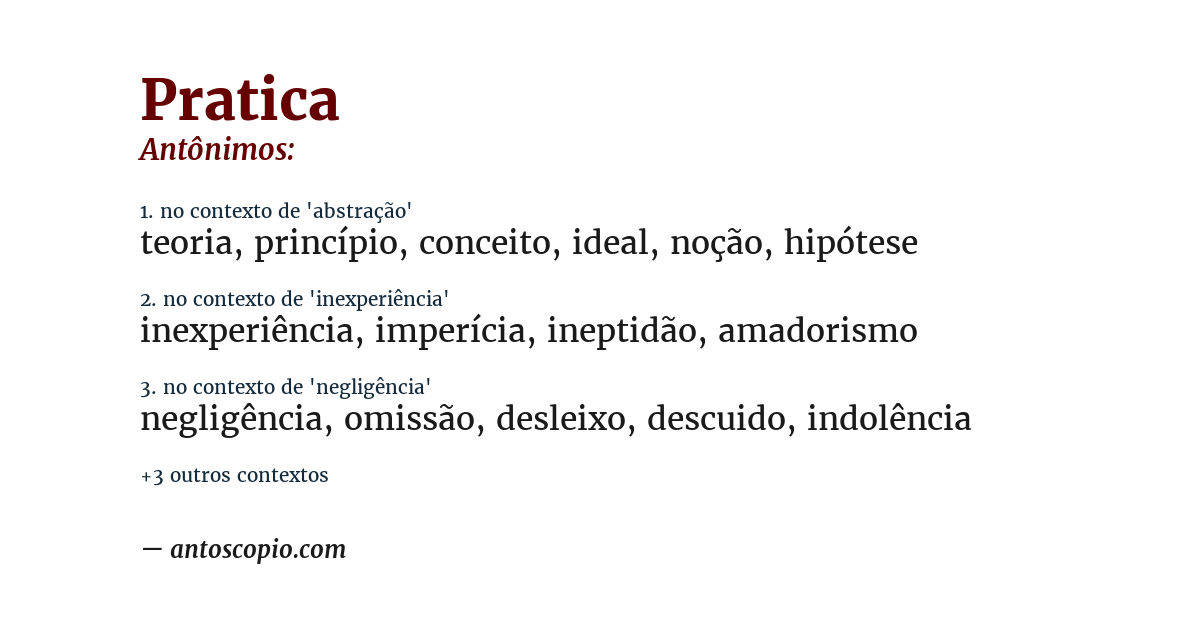 Antônimo de pratica