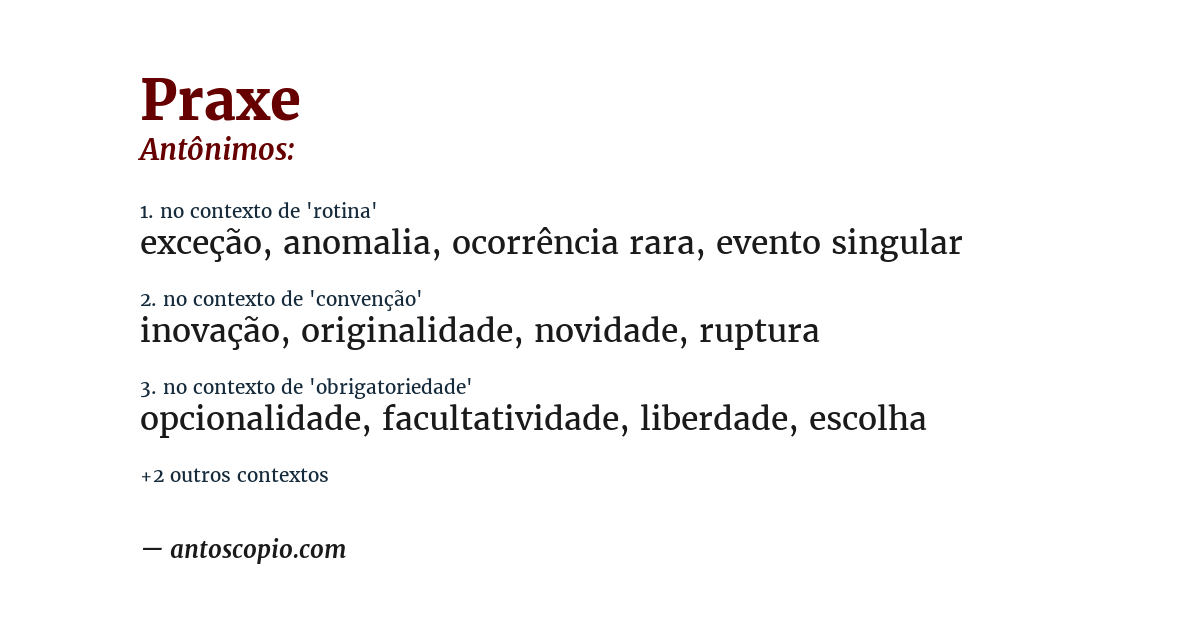 Antônimo de praxe