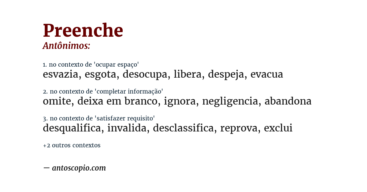 Antônimo de preenche