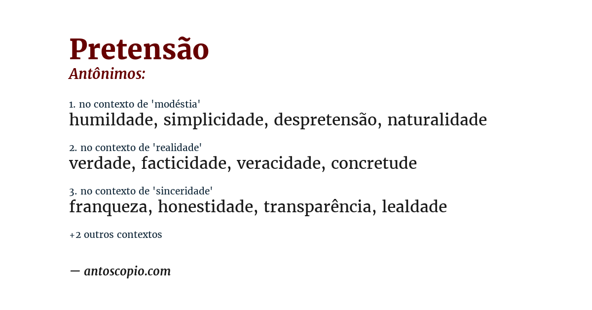 Antônimo de pretensão