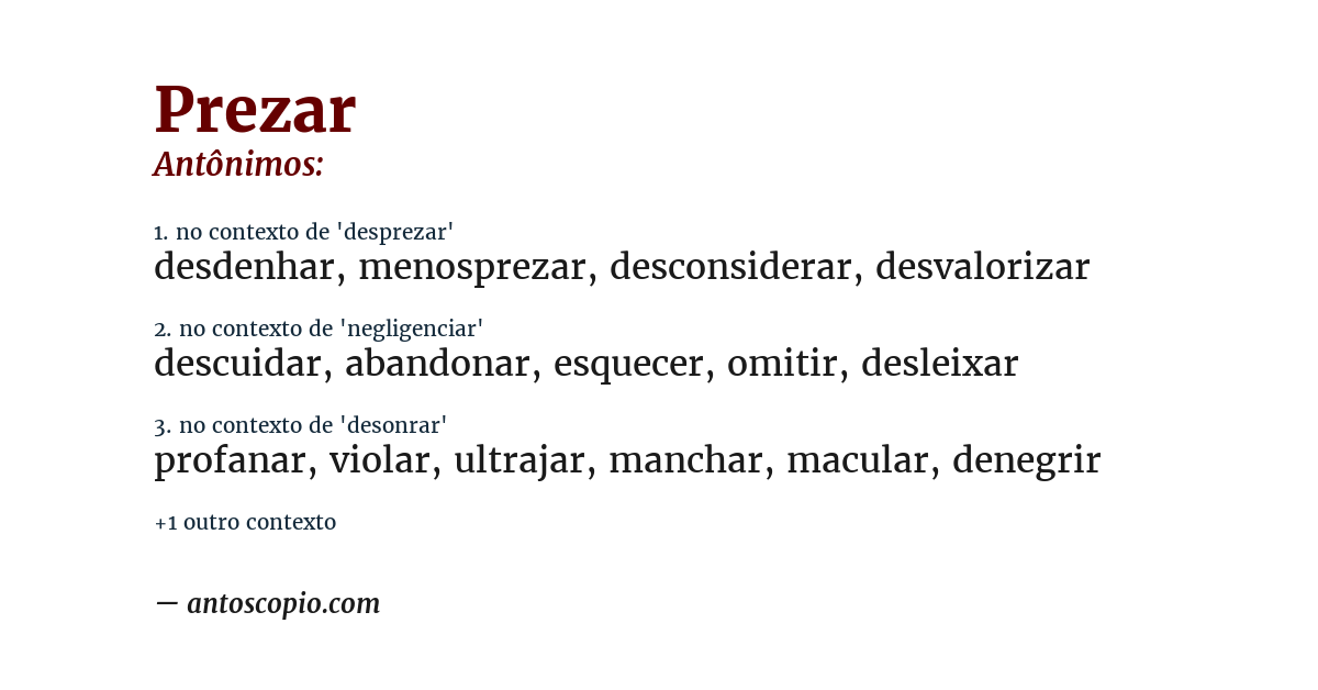Antônimo de prezar