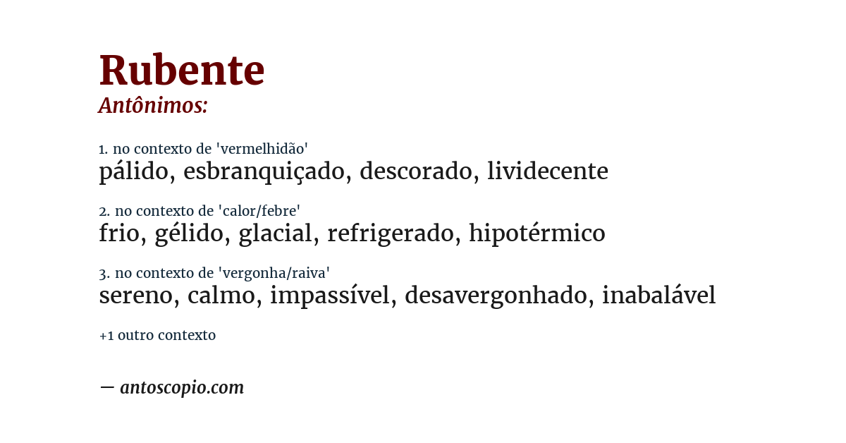 Antônimo de rubente