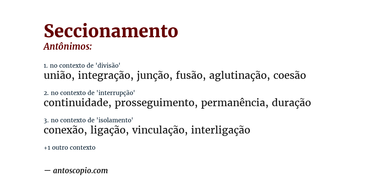Antônimo de seccionamento