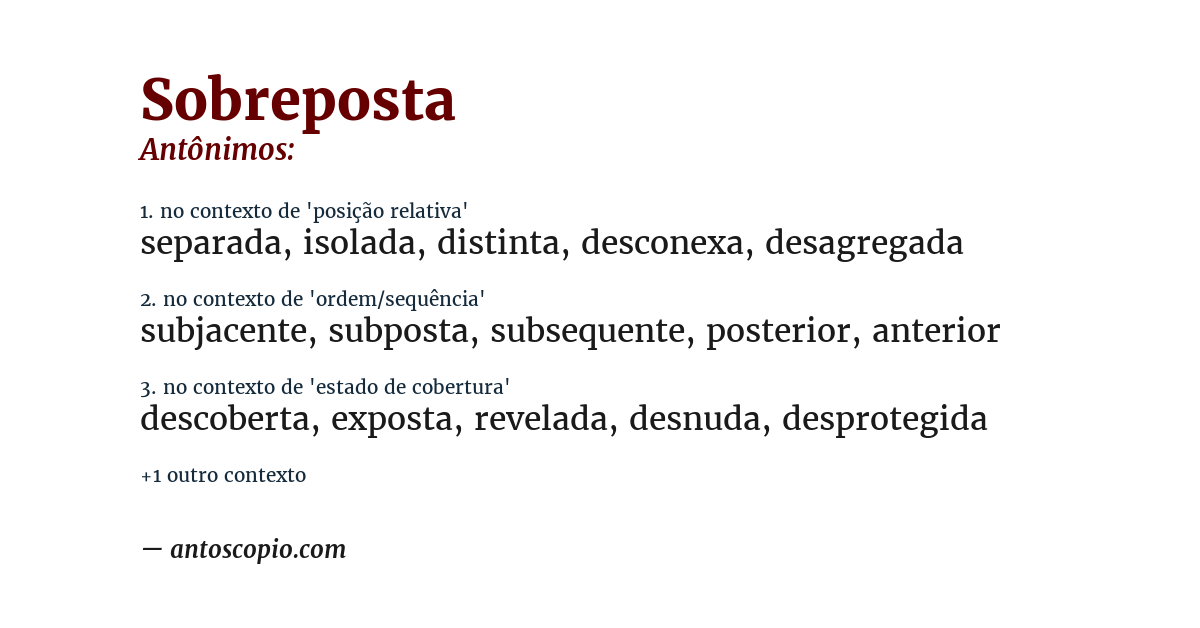 Antônimo de sobreposta